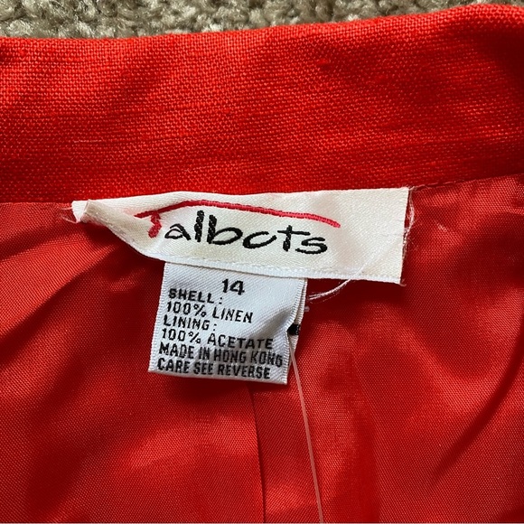 NWT ~ VTG ~ 1990s ~ Talbots ~ Red Linen Blazer ~ Summer ~ Oversized ~ Size 14 - Picture 5 of 5